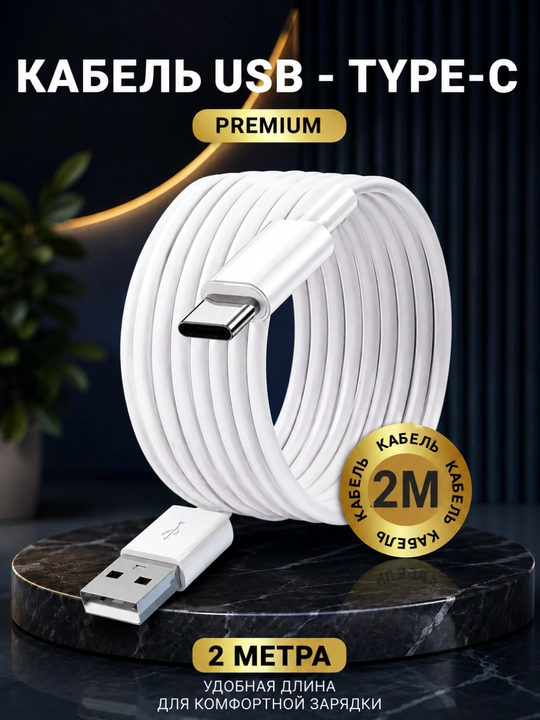USB Type-C kabel 2M/3M, USB-A, silikon qoplamali, zaryadlash va ma’lumot uzatish - 