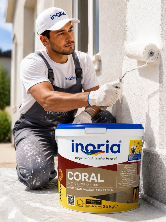 Inoria CORAL – Akril fasad bo‘yoq (tashqi ishlar uchun) 25kg
