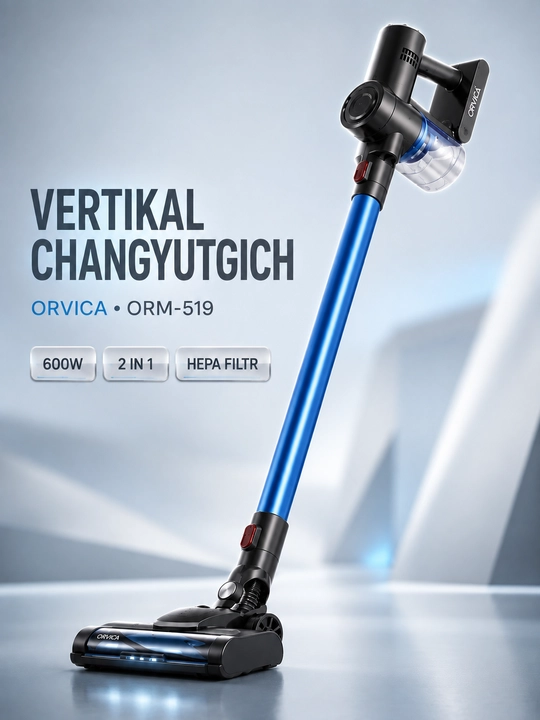 Changyutgich ORVICA ORM-519, simsiz vertikal va qo‘l changyutgich, 3 in 1, uy uchun