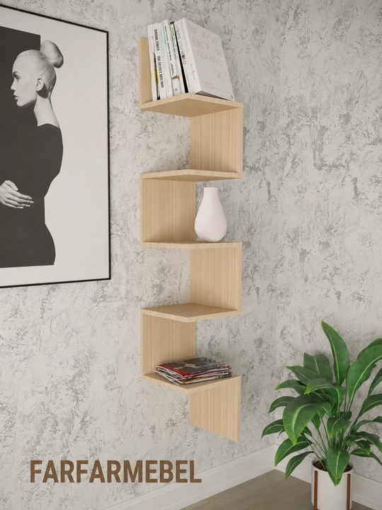 SNAKE burchak devor tokchasi FARFARMEBEL 139×25×25 sm | Kitob va gullar uchun