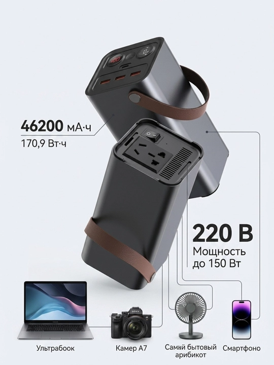 Yoobao EN1 46200 мА·ч портативный источник питания, 220 В, 150 Вт, USB-C 65 Вт