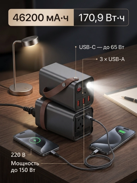 Yoobao EN1 46200 мА·ч портативный источник питания, 220 В, 150 Вт, USB-C 65 Вт