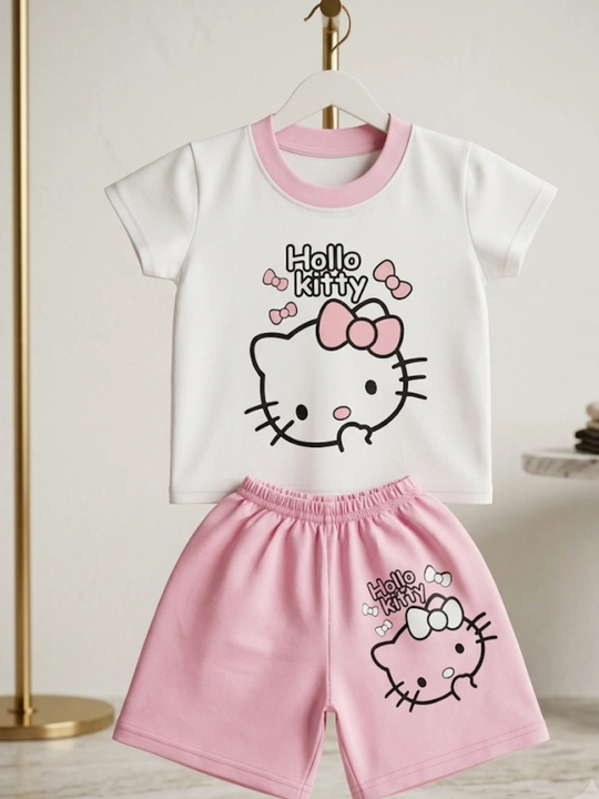 Детский летний костюм Hello Kitty для девочек, футболка и шорты, 2–3 года - 