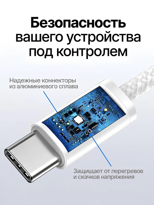 Кабель для смартфонов IPhone, Type-C, Lightning, премиум качество, 1000мм