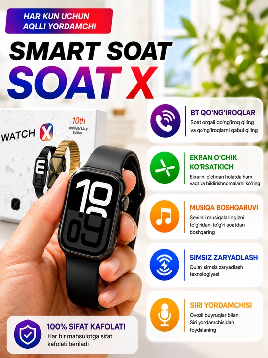 Смарт-часы LAXASFIT Watch X AMOLED с Bluetooth-звонками, Siri и беспроводной зарядкой