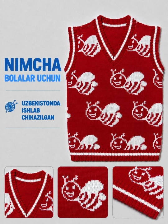 1 YOSHLI BOLALAR UCHUN ISSIQ NIMCHA — TURKIYA IPLARIDAN TO‘QILGAN BOLALAR KIYIMI - 