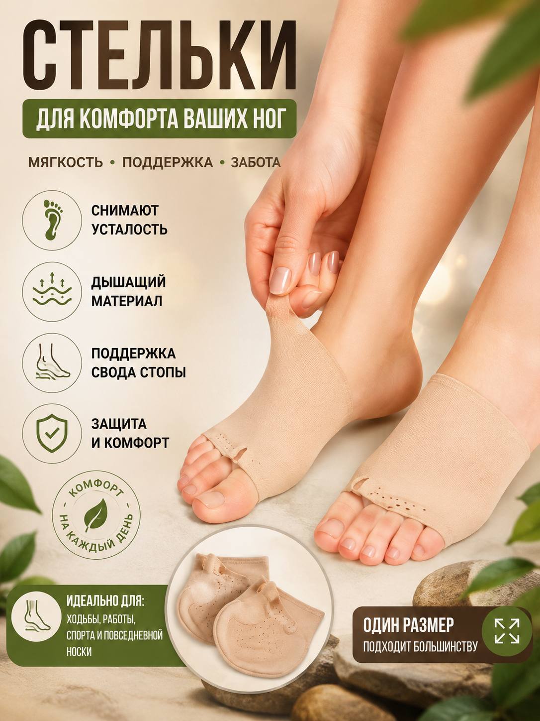 Ортопедические клейкие стельки, для продольного плоскостопия - 