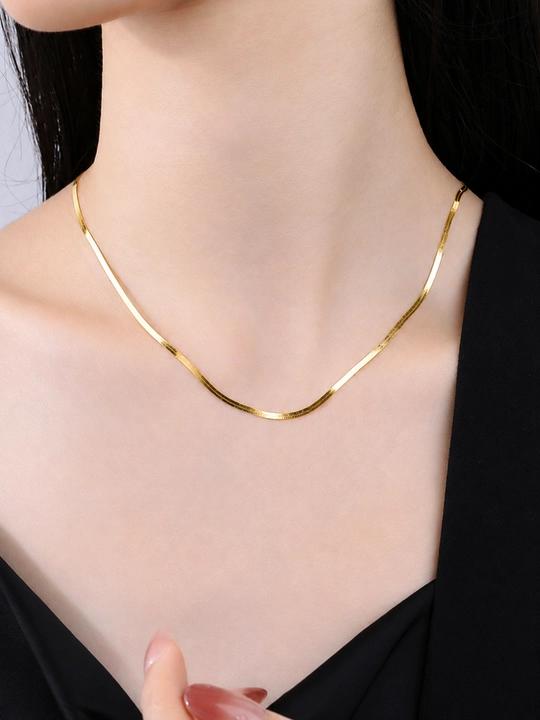 SILVERME 925 proba sterling kumush Snake Chain Zanjir, 18K oltin qoplamali, 41+6 sm