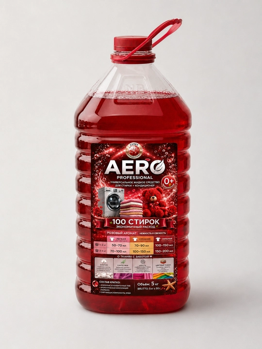 Жидкий гель для стирки AERO, 5 литров, гипоаллергенный, универсальный кондиционер порошок