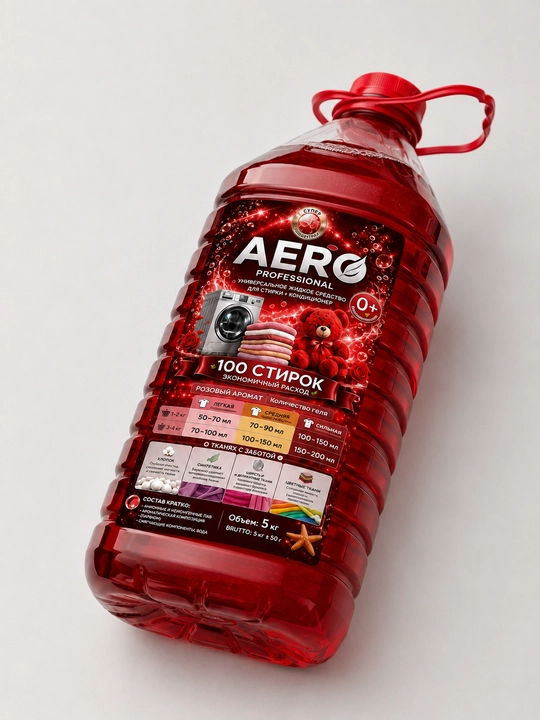 Жидкий гель для стирки AERO, 5 литров, гипоаллергенный, универсальный кондиционер порошок