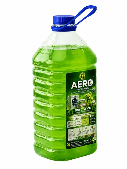 Жидкий гель для стирки AERO, 5 литров, гипоаллергенный, универсальный кондиционер порошок