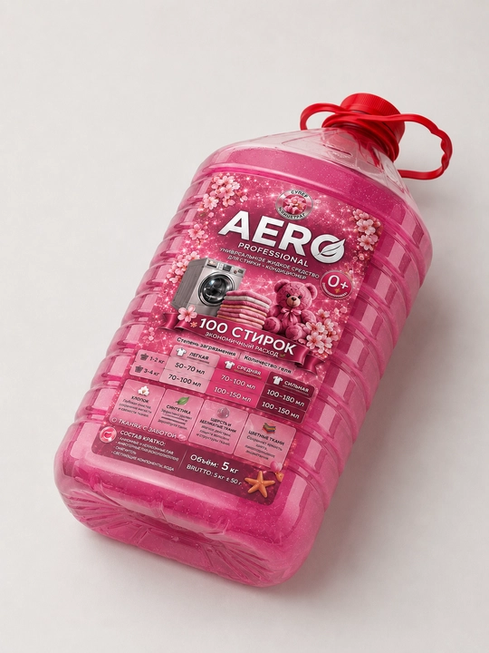 Жидкий гель для стирки AERO, 5 литров, гипоаллергенный, универсальный кондиционер порошок