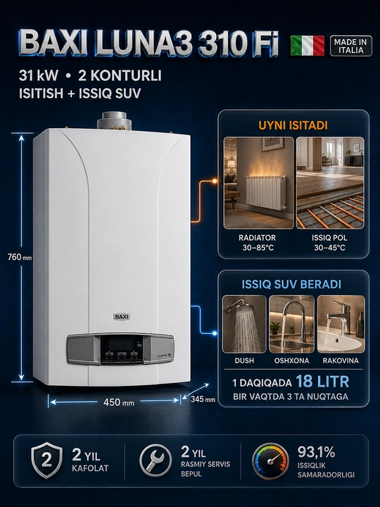 BAXI ikki konturli gaz qozoni Qozon Gaz qozoni Qozonlar