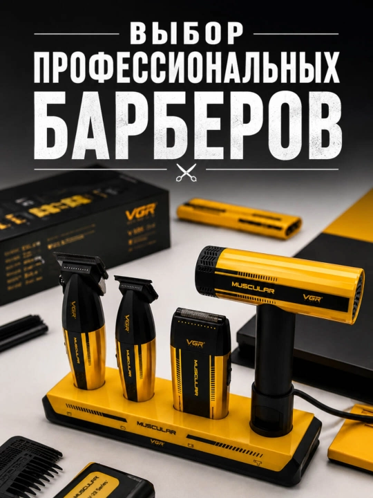 Профессиональный набор для стрижки VGR 285 S4-886 S3 4 в 1 для барбершопа