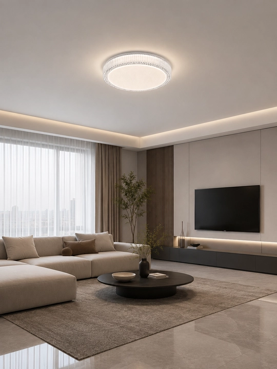 Shift LED lyustra 50 sm 96 Vt, 3 xil yorug‘lik rejimi, 25 m² gacha yoruqlik oson ornatish