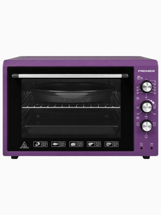 Mini pech Premier PRM-MED45, elektr duxovka 45 l, 1500 Vt, mexanik boshqaruv, binafsha - 