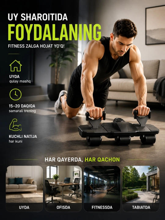 Ko‘p funksiyali press trenajeri, qorin va tana mushaklari uchun uy fitness trenajeri