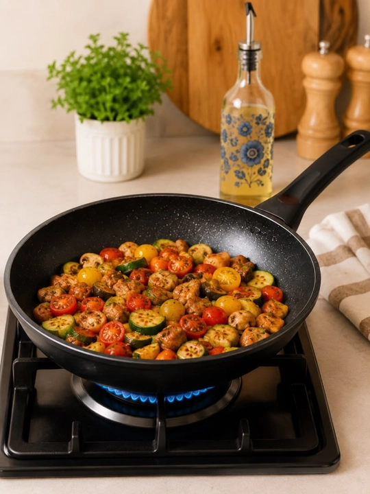 Wok tova, 22 sm tova, yopishmaydigan tova, chuqur tova, qovurish uchun tova