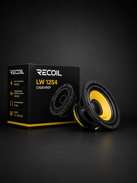 LW12S4 kuchli 12 dyuymli Single Voice Coil (SVC), 4 Om avtomobil sabvuferi
