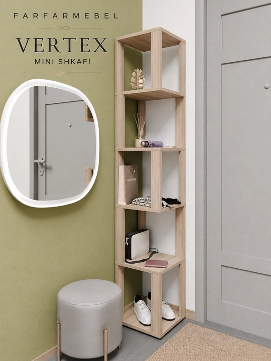 FARFARMEBEL VERTEX kitob, o‘yinchoq va dekor uchun 5 bo‘limli mini shkaf - 