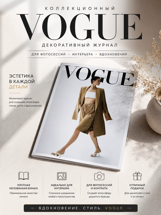 Коллекционный декоративный журнал VOGUE для интерьера, фотосессий и стильного подарка - 