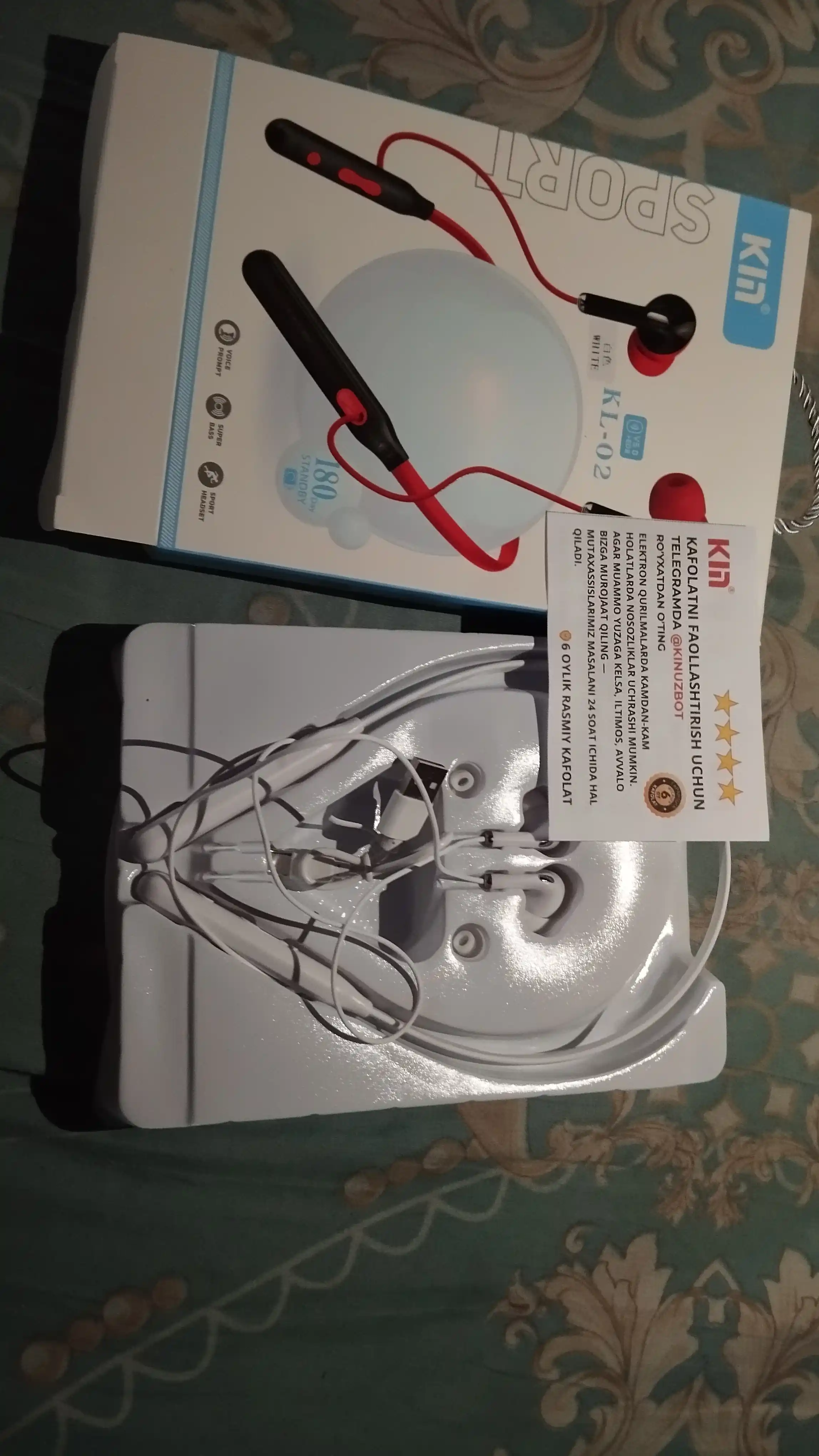 Simsiz quloqchin KIN KL02, Bluetooth garnitura, 5 soat ishlash, 2ta qurilmaga ulanish