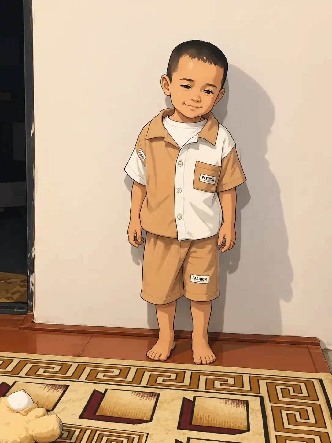 Bolalar kiyimlari uch qismli kiyim to‘plami, paxtali vafli mato, yozgi kiyim