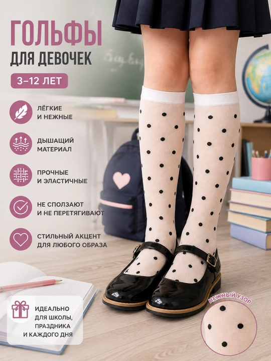 Гольфы детские белые кружевные, для девочек, ажурные, школьные, нарядные с кружевом - 