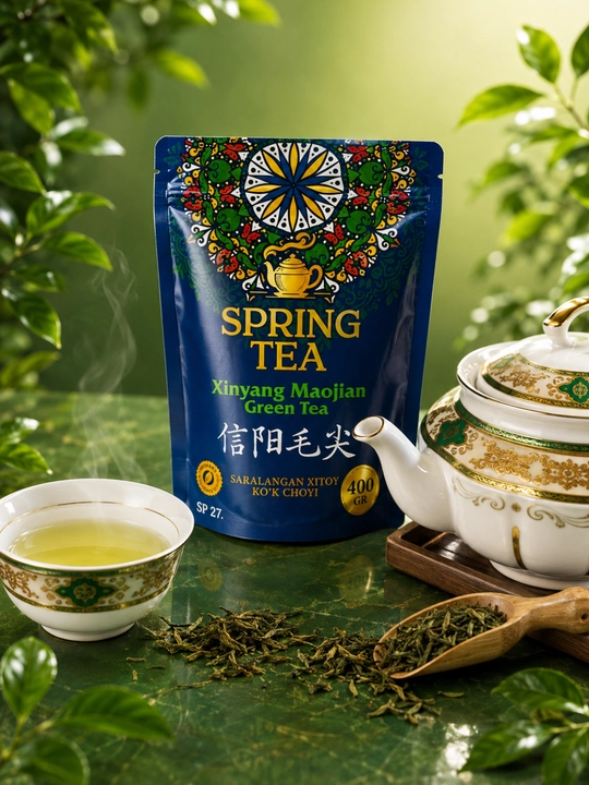 Spring tea Premium, tabiiy saralangan oliy navli ko‘k choy barglaridan tayyorlangan