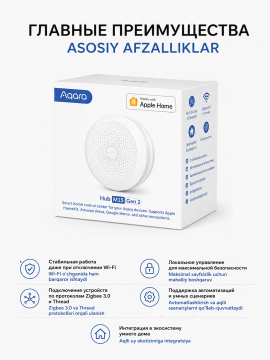 Умный хаб шлюз Aqara M15 Gen 2 для умного дома (Wi-Fi 2.4 ГГц + Ethernet)