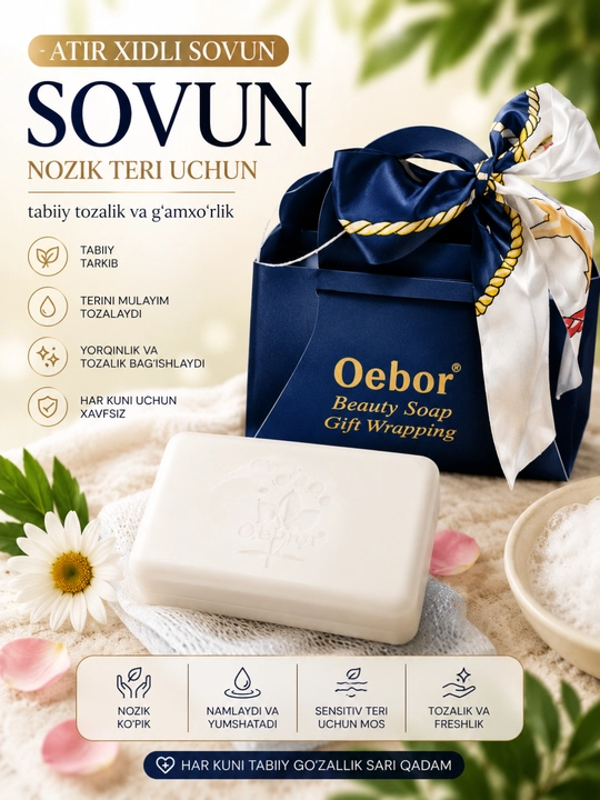 Atir xidli sovun Oebor 250 g yuz va tana uchun ko‘pikli yumshoq sovun
