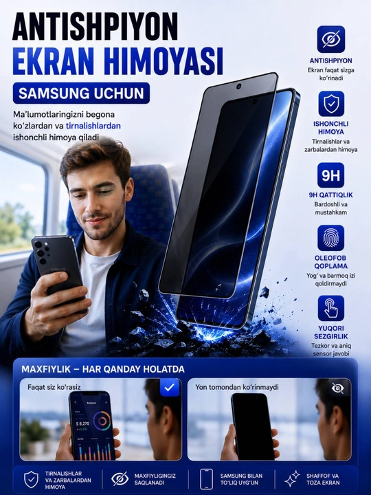 Защитное стекло «Антишпион» для Redmi — глянцевое