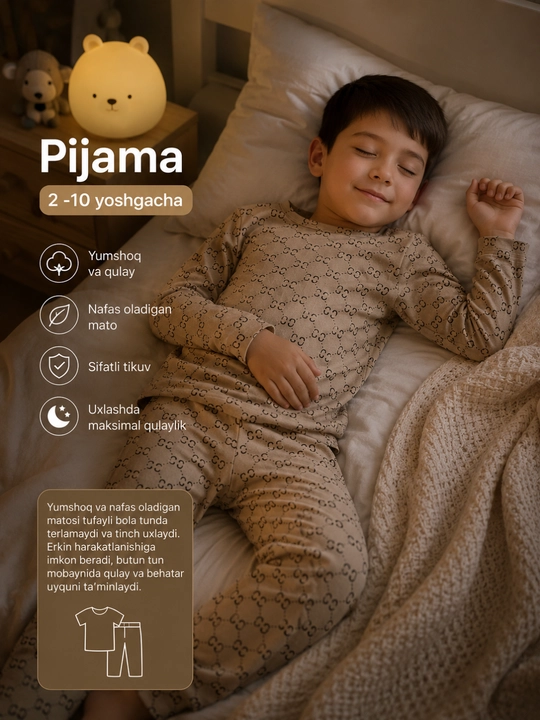 Bolalar pijamasi - har kunlik yengil va qulay uy kiyimi