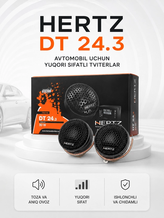 Твитеры Hertz DT 24.3 80W, автомобильные пищалки с кроссоверами, 2 шт - 