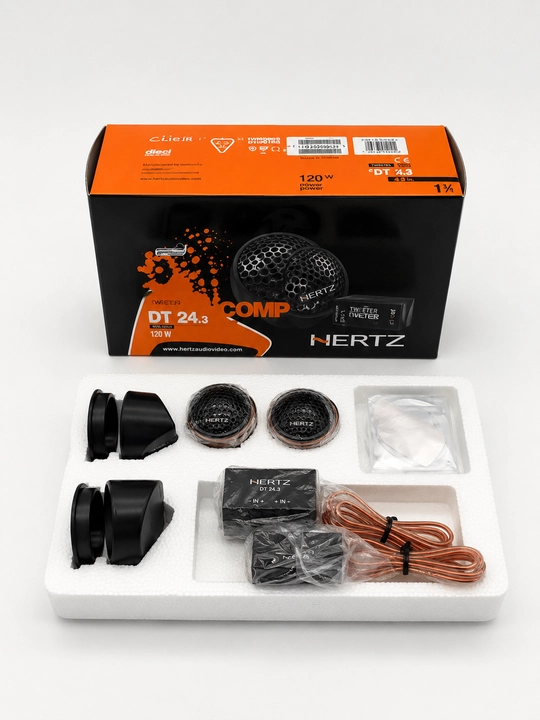 Hertz DT 24.3 tviter 80W, avtomobil uchun pishalka krossover bilan, 2 dona