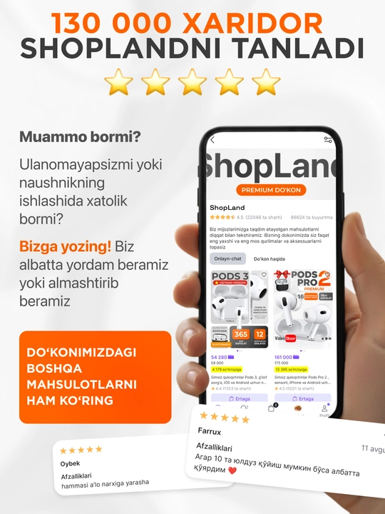 iPhone va Android uchun Pods 3 Premium simsiz minigarnituralari, changyutgichsiz, g'ilof bilan birga