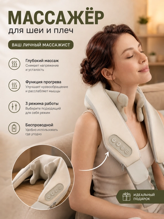 Профессиональный массажер для шеи и тела с функцией прогрева - 