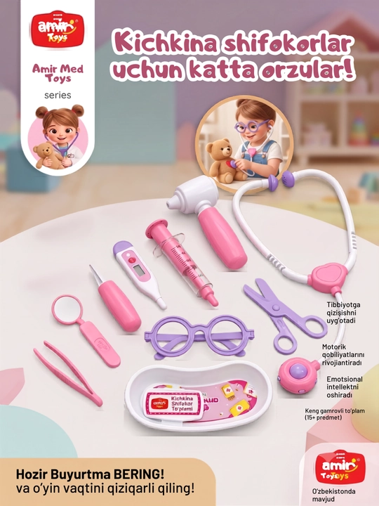 Amin Toys: Bolalar uchun shifokor o'yinchoqlar to'plami