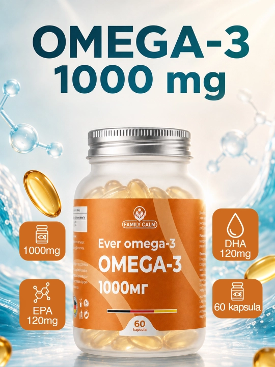 Omega-3 kapsulalari Ever Omega-3 1000 mg, 60 kapsula