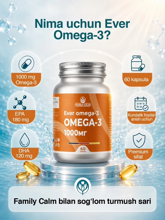 Omega-3 kapsulalari Ever Omega-3 1000 mg, 60 kapsula