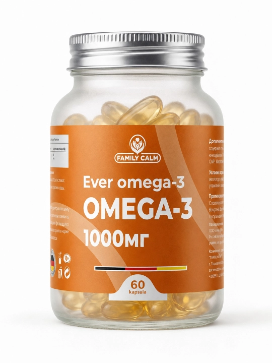 Omega-3 kapsulalari Ever Omega-3 1000 mg, 60 kapsula