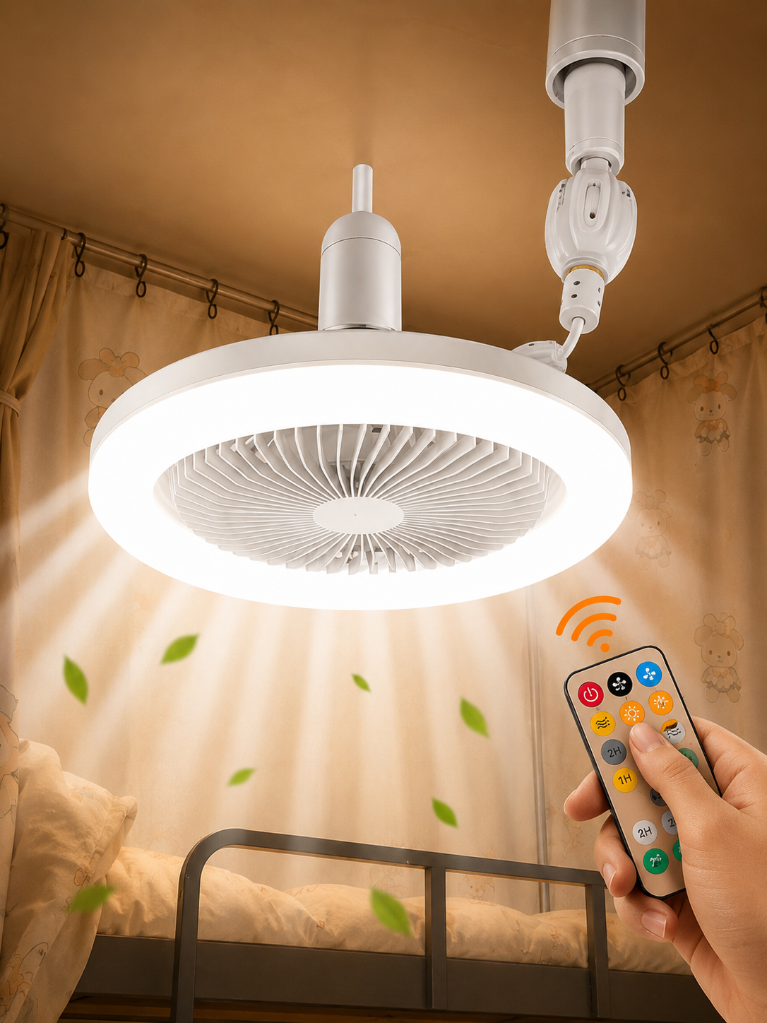 LED вентилятор-светильник | Пульт | 3 режима света и 3 режима обдува | Для всех комнат - 