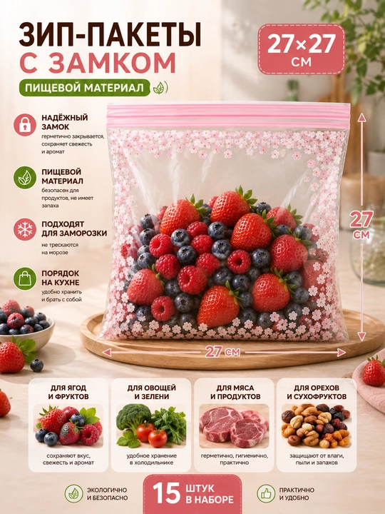 Многоразовые Зип-пакеты с замком для хранения продуктов, пищевые пакеты для заморозки