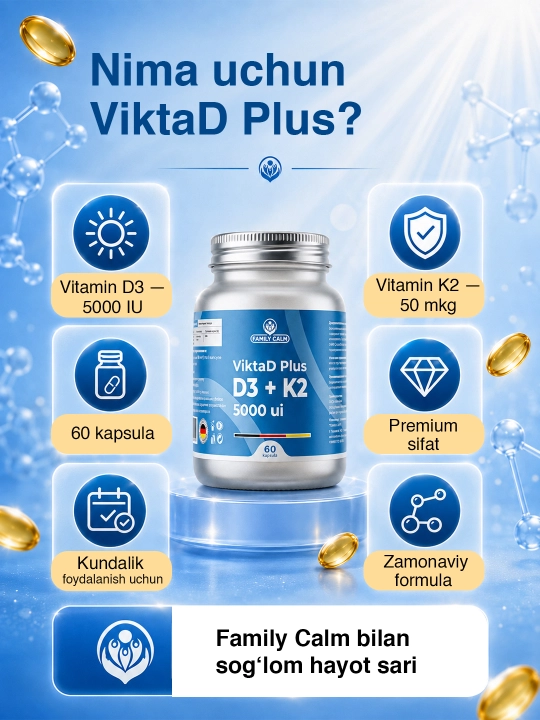 Витамин D3 + K2 ViktaD Plus 5000 МЕ / 50 мкг, 60 капсул