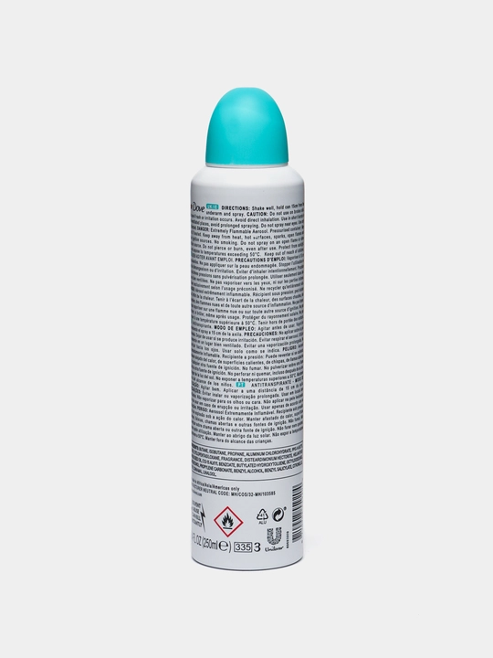 Ayollar uchun antiperspirant-dezodorant spreyi Dove, terlashga qarshi himoya 48soat, 250ml
