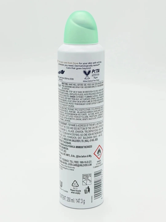 Ayollar uchun antiperspirant-dezodorant spreyi Dove, terlashga qarshi himoya 48soat, 250ml