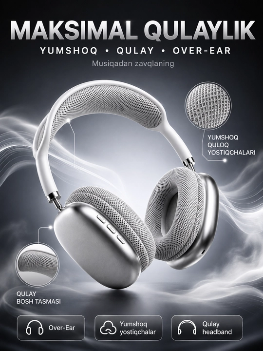 Беспроводные наушники P9 Plus Max Bluetooth 50 мм Hi-Fi, FM и TF Card