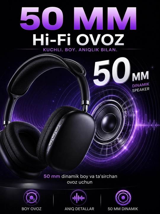 Беспроводные наушники P9 Plus Max Bluetooth 50 мм Hi-Fi, FM и TF Card