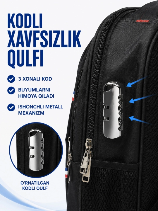 Sumka, portfel, bolalar uchun kodli qulfli maktab ryukzagi