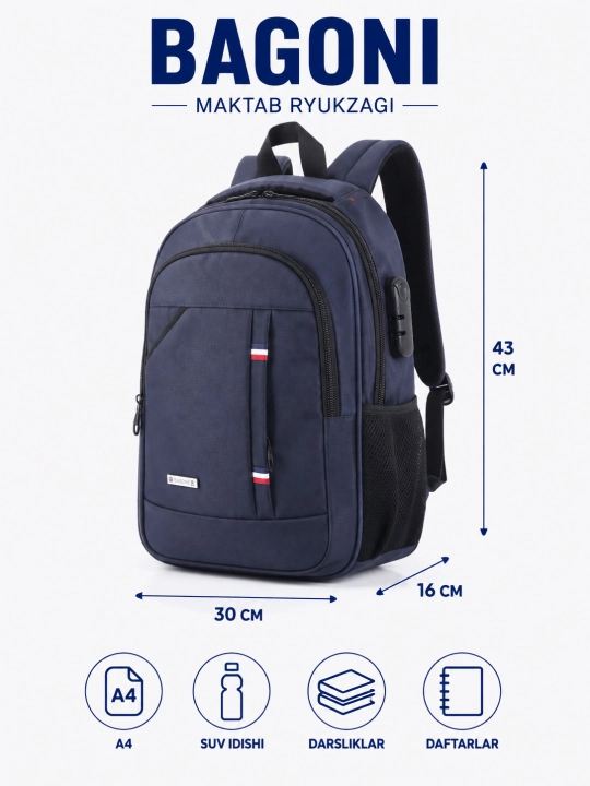 Sumka, portfel, bolalar uchun kodli qulfli maktab ryukzagi